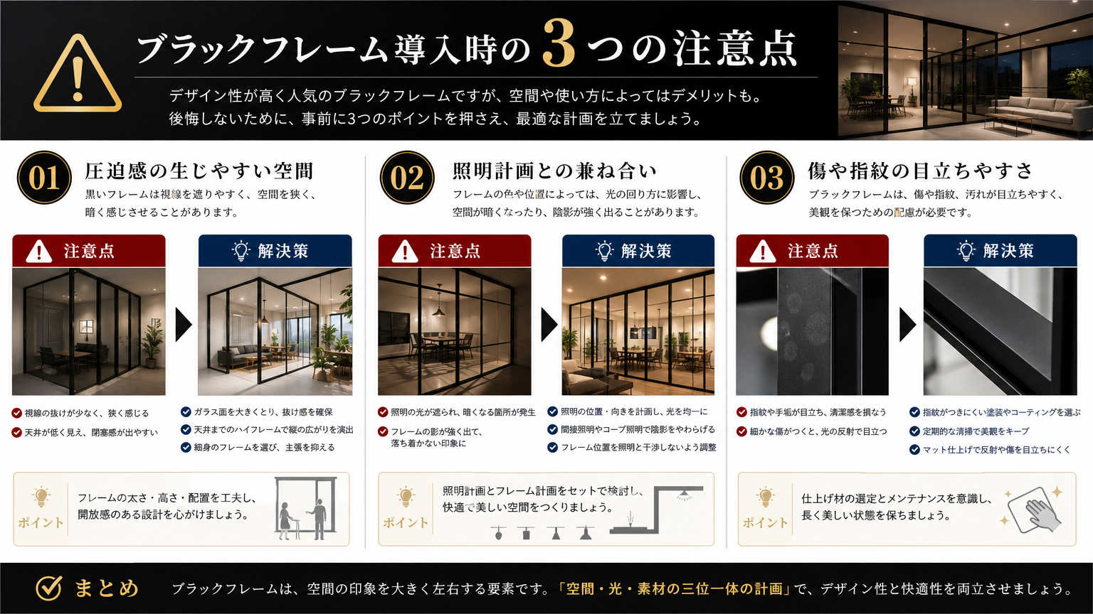 ブラックフレーム活用時の注意点・デメリット